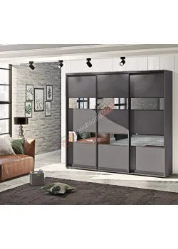 Шкаф-купе 2,4 метра Комфорт "Модель 3" 3х дверный графит