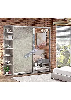 Шкаф купе 2 м Комфорт "ДСП" с зеркалом 2 дверный цвет бетон