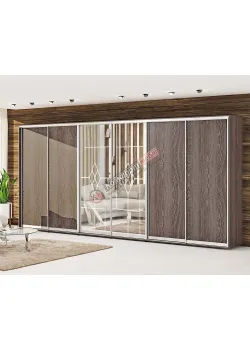 Шкаф купе 4.6 м Комфорт "ДСП" 6 х дверный в цвете дуб трюфель