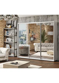 Шкаф-купе 2,5 метра Комфорт "Зеркало" 3 дверный дуб беленый