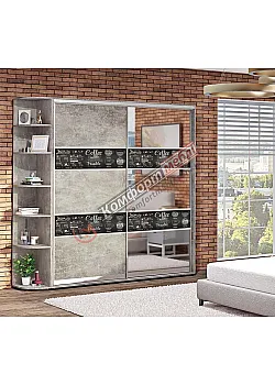 Шкаф-купе 1.0 м Комфорт "Модель 3" с зеркалом 2х дверный Бетон