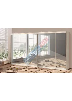 Шкаф-купе 4,2 м Комфорт "Зеркало" 6 дверный дуб беленый