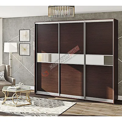 Шафа-купе 2700 мм Комфорт "Модель 2" 3 х дверна колір венге-0