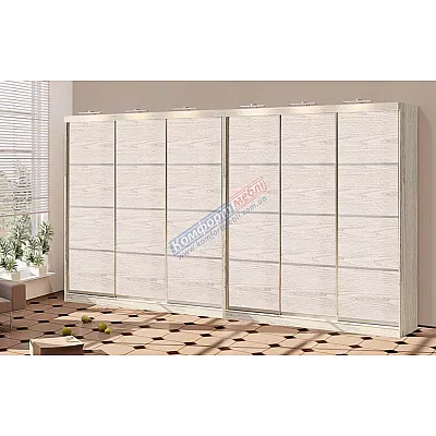 Шафа-купе 4800 мм Комфорт "З 4-х частин" 6х дверна дуб білений-0
