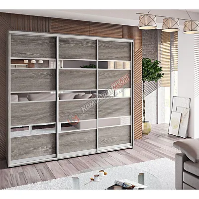 Шафа-купе 2300 мм Комфорт "Модель 4" 3 дверна дуб трюфель-0