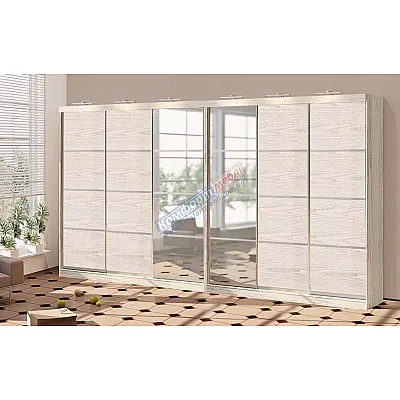Шафа купе 540 см Комфорт "З 4-х частин" шестидверна дуб білений-0