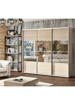 Шафа купе 210 см Комфорт "Модель 8" тридверна колір дуб натуральний