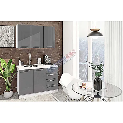 Готова кухня Комфорт Фарбований високий глянець 1.2 м Графіт-0