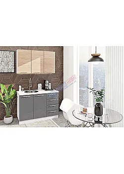 Готовая кухня Комфорт Эко 1,2 метра прямая Антрацит, Дуб сонома