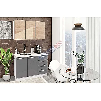 Готова кухня Комфорт Еко 1,2 метра пряма Антрацит, Дуб сонома-0