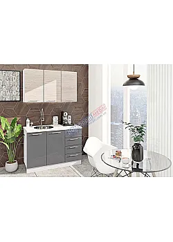 Готовая кухня Комфорт Эко 1.2 м прямая Графит, Дуб отбеленный