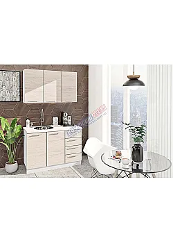 Готовая кухня Комфорт Эко 120 см прямая Дуб беленый