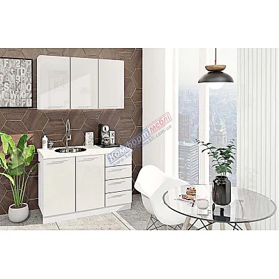 Готова кухня Комфорт Фарбований високий глянець 1,2 м Білий-0