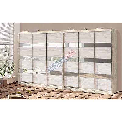 Шафа купе 5.0 метра Комфорт "Модель 4" 6 дверна білений дуб-0