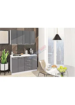 Готовая кухня Комфорт Крашеный высокий глянец 1.3 м Графит