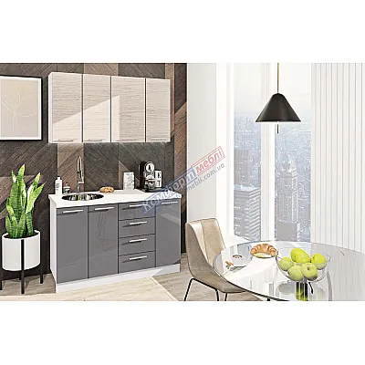 Готовая кухня Комфорт Эко 1.3 м прямая Грифель, Дуб беленый-0