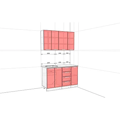Готовая кухня Комфорт Эко 1.3 м прямая Грифель, Дуб беленый-1