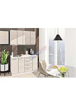 Готовая кухня Комфорт Эко 130 см прямая Дуб беленый