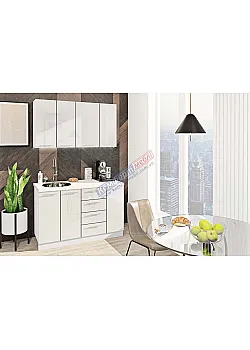 Готовая кухня Комфорт Крашеный высокий глянец 1,3 метра Белого цвета