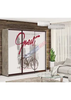Шкаф-купе 2,7 м Комфорт "Стекло фотопечать" 3 дверный светлый