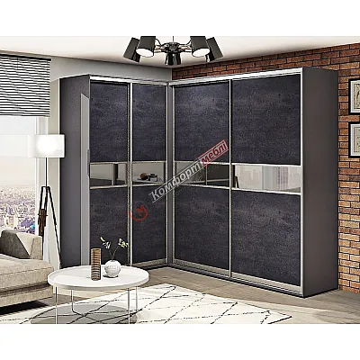 Шкаф-купе Комфорт "Модель 2" угловой камень угольный-0