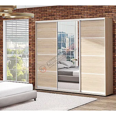 Шафа-купе 2.5 метра Комфорт "З 4-х частин" 3х дверна дуб натуральний-0