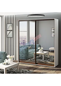 Шкаф купе 0.9 метра Комфорт "Зеркало" двухдверный белый