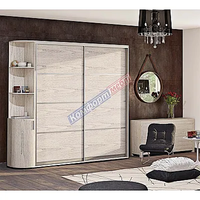 Шафа-купе 1800 мм Комфорт "З 4-х частин" 2 дверна дуб білений-0