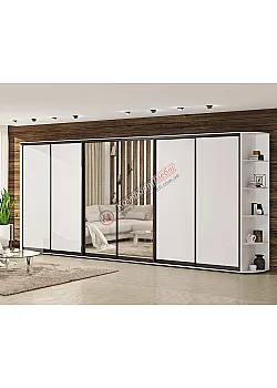 Шкаф-купе 4600 мм Комфорт "ДСП" 6х дверный белого цвета