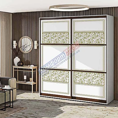 Шкаф-купе 1,9 метра Комфорт "Валенсия" глянец 2х дверный светлый-0