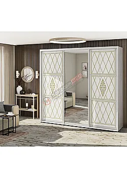 Шкаф-купе 2200 мм Комфорт "Венеция" глянец 3 х дверный дуб беленый