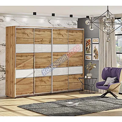 Шкаф купе 280 см Комфорт "Модель 3" четырехдверный дуб золотой-0