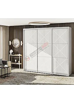 Шкаф купе 2.6 м Комфорт "Прованс" глянец трехдверный светлый