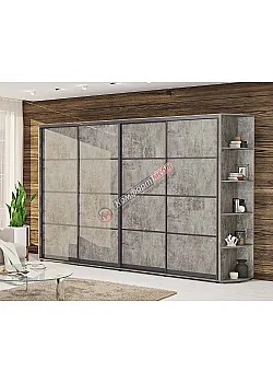 Шкаф купе 3.6 м Комфорт "Из 4-х частей" 4х дверный бетон светлый