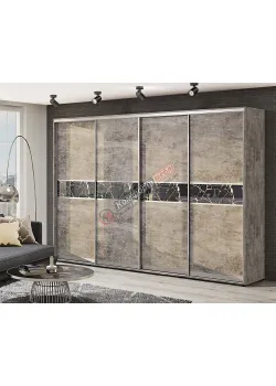 Шкаф-купе 2,8 метра Комфорт "Модель 2" четырехдверный бетон