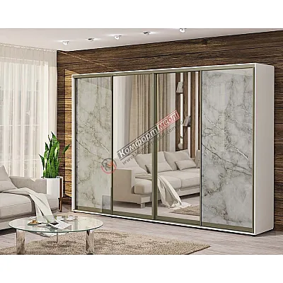 Шафа купе 340 см Комфорт "Скло фотодрук" 4 дверна темно-сіра-0