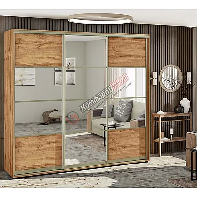 Шафа-купе 2,4 м Комфорт "Модель 8" 3 дверна дуб золотий-0