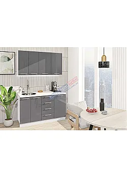 Готовая кухня Комфорт Крашеный высокий глянец 140см Графит