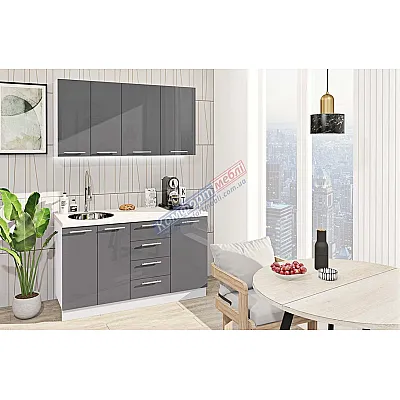 Готовая кухня Комфорт Крашеный высокий глянец 140см Графит-0