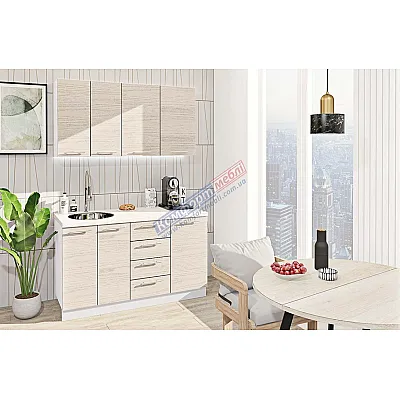 Готова кухня Комфорт Еко 1,4 м пряма Дуб вибілений-0