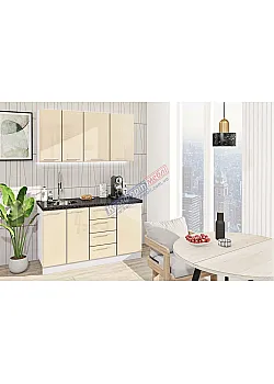 Готовая кухня Комфорт Хай-тек 1400 мм Крем