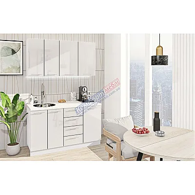 Готова кухня Комфорт Фарбований високий глянець 1400мм Білий-0