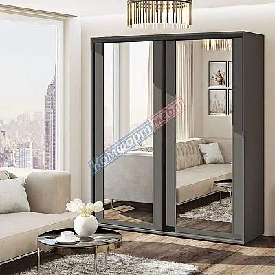 Шафа-купе 900 мм Комфорт "Модель 7" двохдверна графіт-0