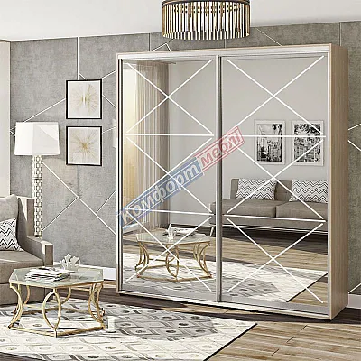 Шафа купе 1.2 метра Комфорт "Дзеркало" 2 дверна дуб сонома-0