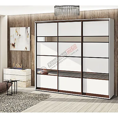 Шафа купе 2.1 метра Комфорт "Модель 5" трьохдверна світла-0