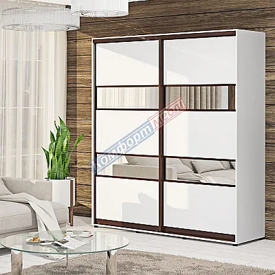 Шафа-купе 1000 мм Комфорт "Модель 3" 2 х дверна білого кольору-0