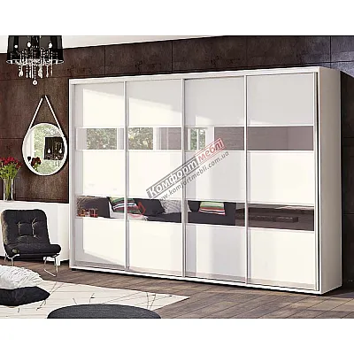 Шафа-купе 2,8 м Комфорт "Модель 3" чотиридверна білого кольору-0