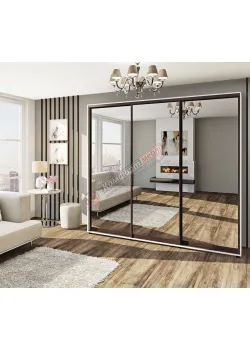 Шкаф купе 2.2 метра Комфорт "Зеркало" трехдверный белый