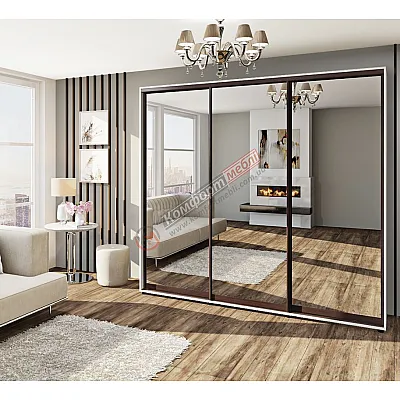 Шафа купе 2.2 метра Комфорт "Дзеркало" тридверна біла-0