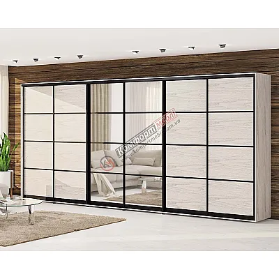 Шафа-купе 4,6 м Комфорт "З 4-х частин" 6 дверна дуб білений-0